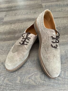 Charles Tyrwhitt Men's Suede Wingtip Oxfords - Light Taupe